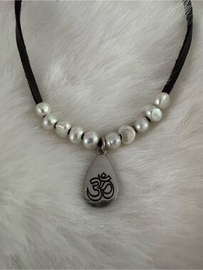 Pearl Bead Necklace with Om Pendant